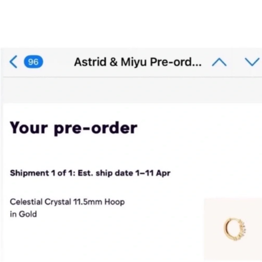 Astrid & Miyu CELESTIAL CRYSTAL 11.5MM HOOP IN GOLD - Picture 10 of 10